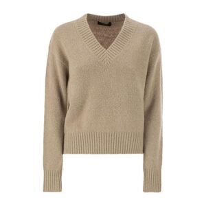 WEEKEND MAX MARA V-Neck Wool Blend Sweater Women SAND Sweaters & Knitwear